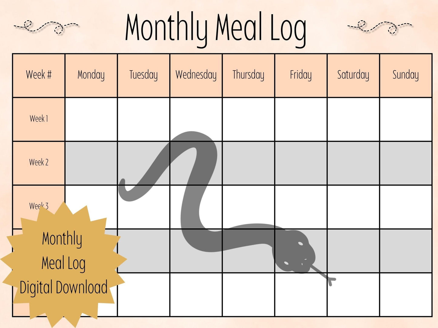Snake Meal Tracker: Reptile Feeding Chart (Digital Download)