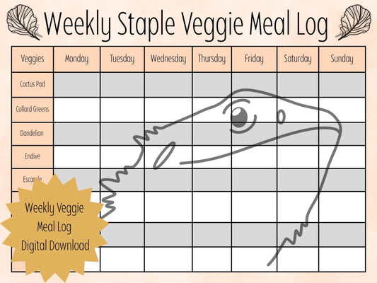 Bearded Dragon Meal Planner: Weekly Reptile Diet Tracker (Digital Download)