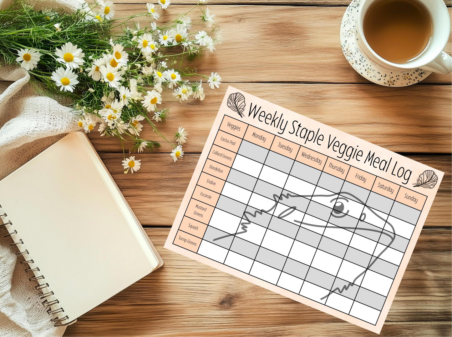 Bearded Dragon Meal Planner: Weekly Reptile Diet Tracker (Digital Download)